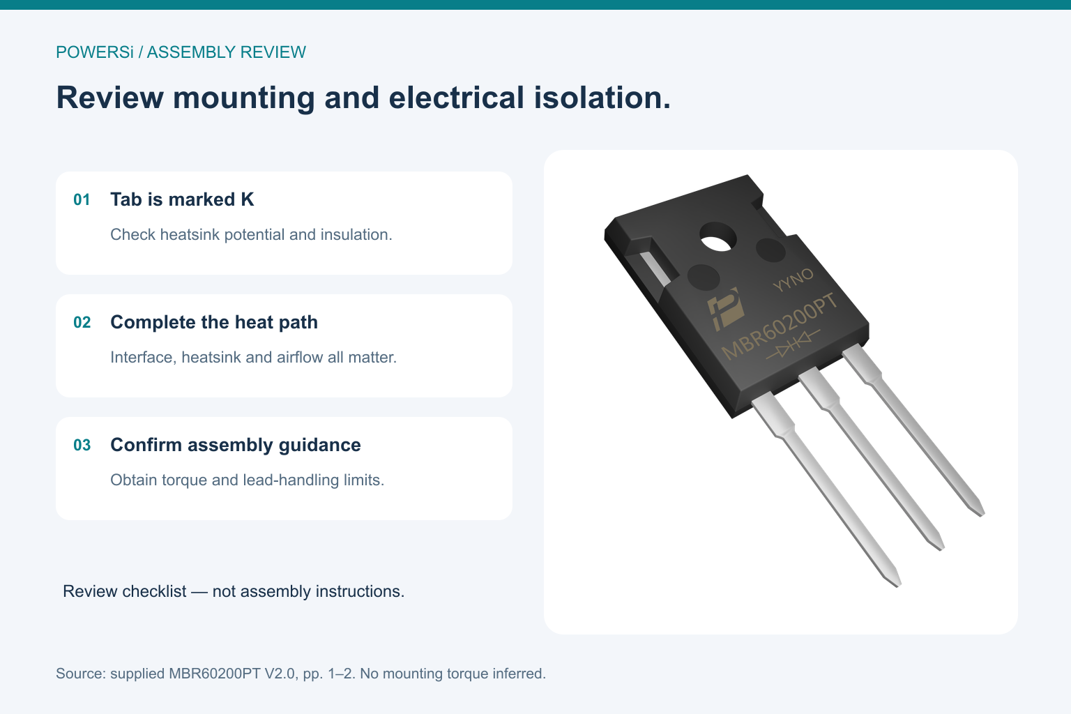 MBR60200PT original product artwork beside an assembly review checklist